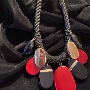Chico’s Black, Red & Gold Statement Necklace